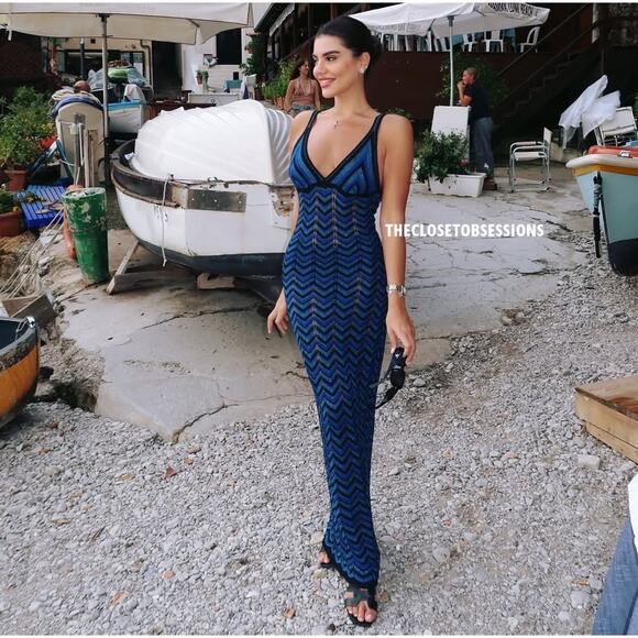 RARE!!! MANGO BLOGGER FAVE!!! Fitted Metallic Maxi Dress NWT - Picture 9 of 16